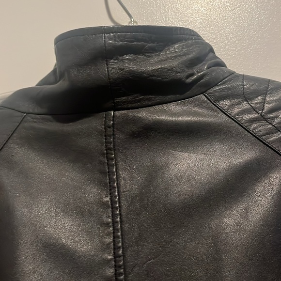 Bloomingdale’s Aqua 100% Leather Moto Style Jacket Medium - Picture 10 of 16